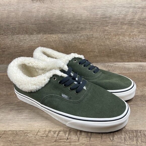 VANS Authentic Sherpa Grape Leaf Green Suede Shoes Casual Mens 9 Womens 10.5 NEW